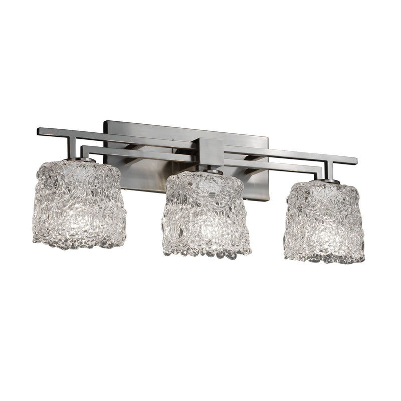 Justice Designs GLA-8703-30-LACE-NCKL Three Light Bath Bar, Brushed Nickel