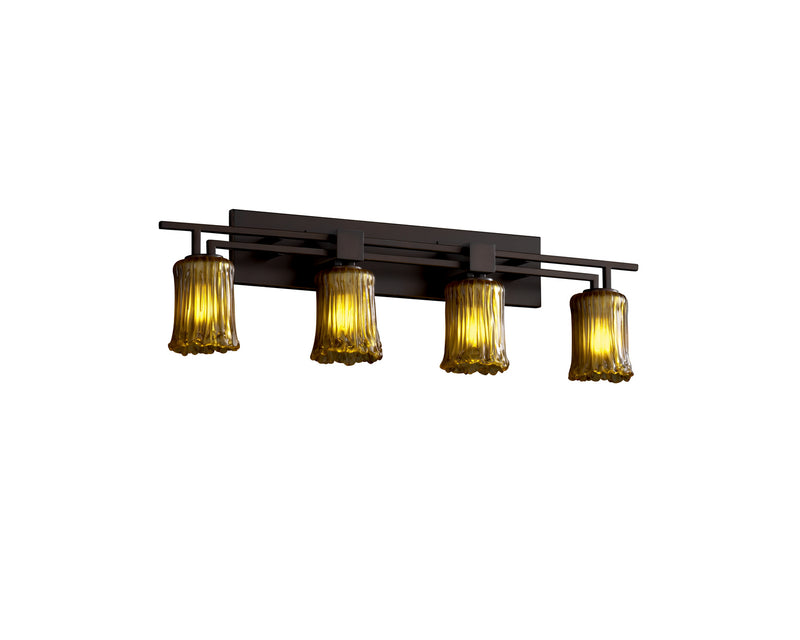 Justice Designs GLA-8704-16-AMBR-DBRZ Four Light Bath Bar, Dark Bronze