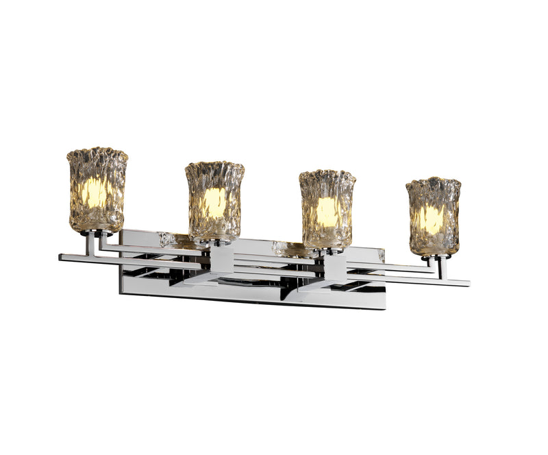 Justice Designs GLA-8704-16-CLRT-CROM Four Light Bath Bar, Polished Chrome