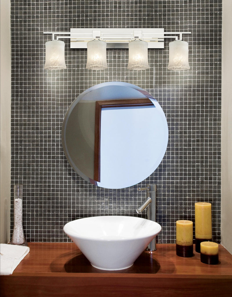 Justice Designs GLA-8704-16-WHTW-CROM Four Light Bath Bar, Polished Chrome