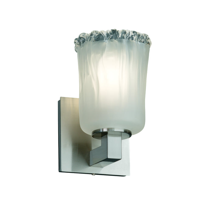 Justice Designs GLA-8921-16-WTFR-NCKL One Light Wall Sconce, Brushed Nickel