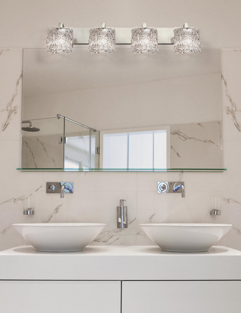 Justice Designs GLA-8924-30-LACE-NCKL Four Light Bath Bar, Brushed Nickel