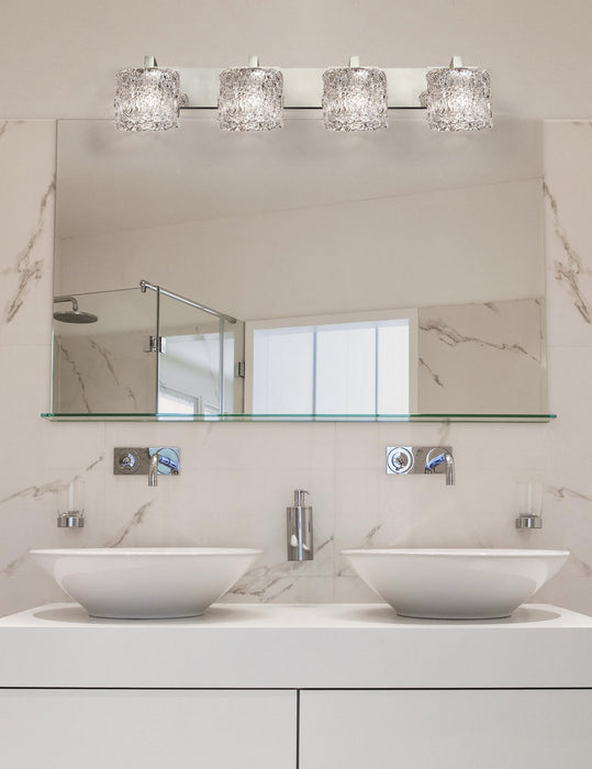 Justice Designs GLA-8924-30-LACE-NCKL Four Light Bath Bar, Brushed Nickel