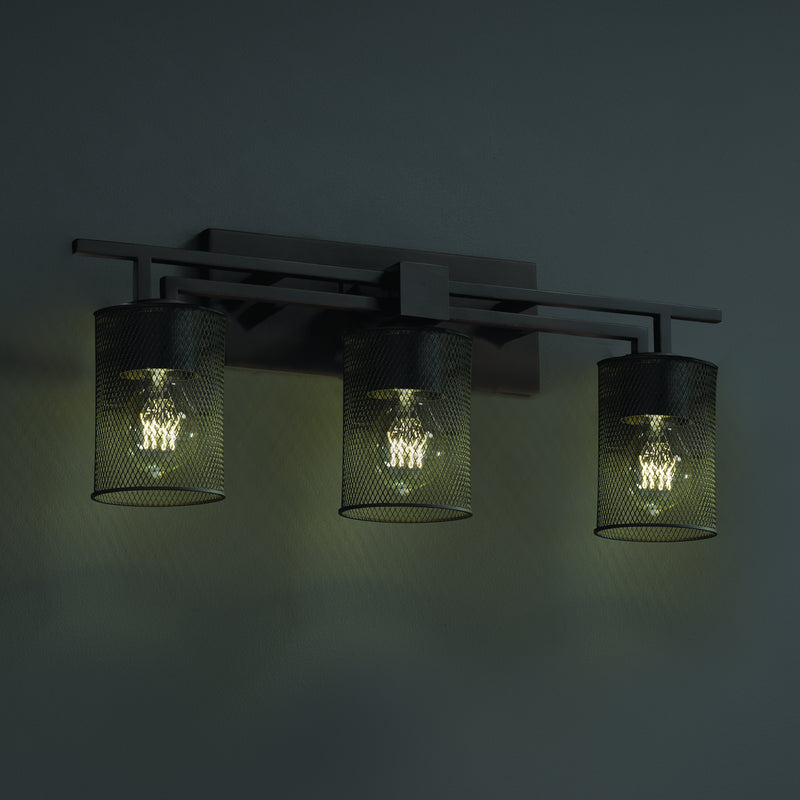 Justice Designs MSH-8703-10-MBLK Three Light Bath Bar, Matte Black