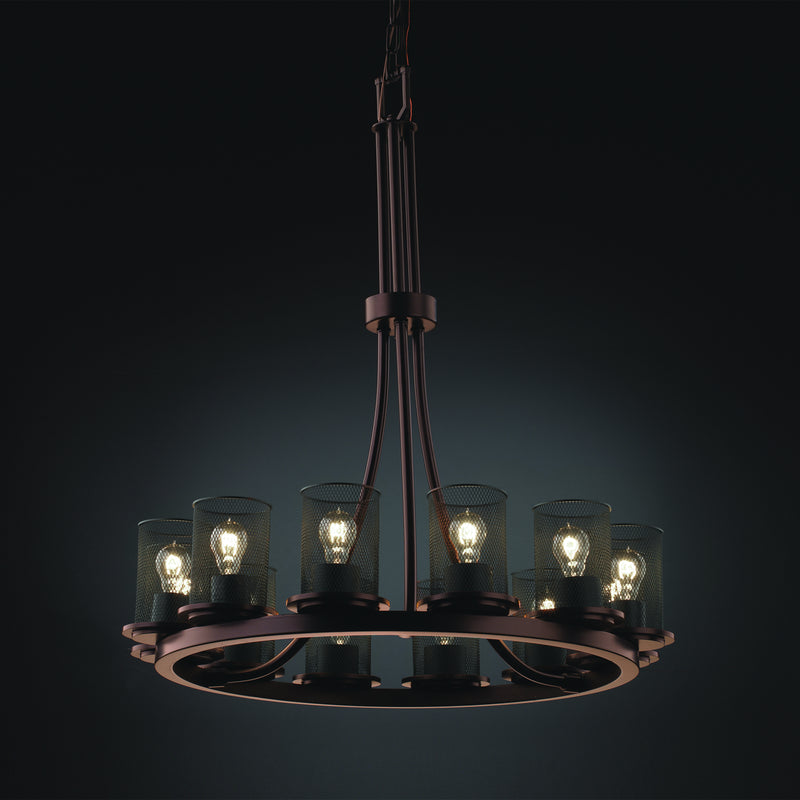 Justice Designs MSH-8763-10-DBRZ 12 Light Chandelier, Dark Bronze