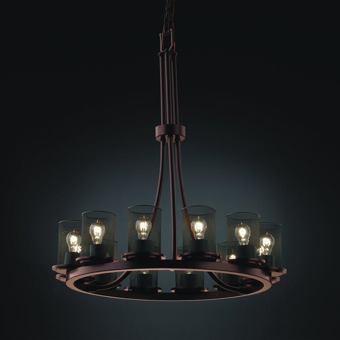 Justice Designs MSH-8763-10-DBRZ 12 Light Chandelier, Dark Bronze