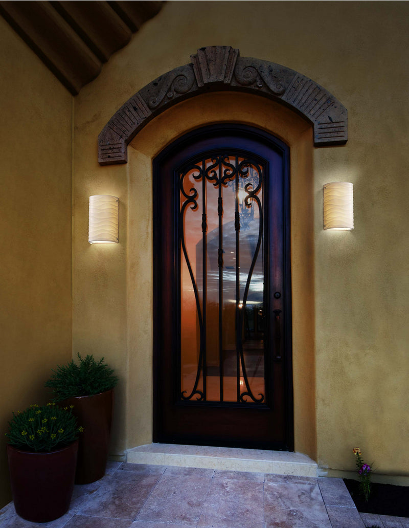 Justice Designs PNA-5542W-WAVE-NCKL One Light Outdoor Wall Sconce, Brushed Nickel