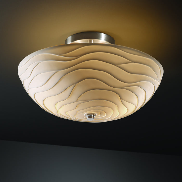 Justice Designs PNA-9690-35-WAVE-NCKL Two Light Semi-Flush Mount, Brushed Nickel