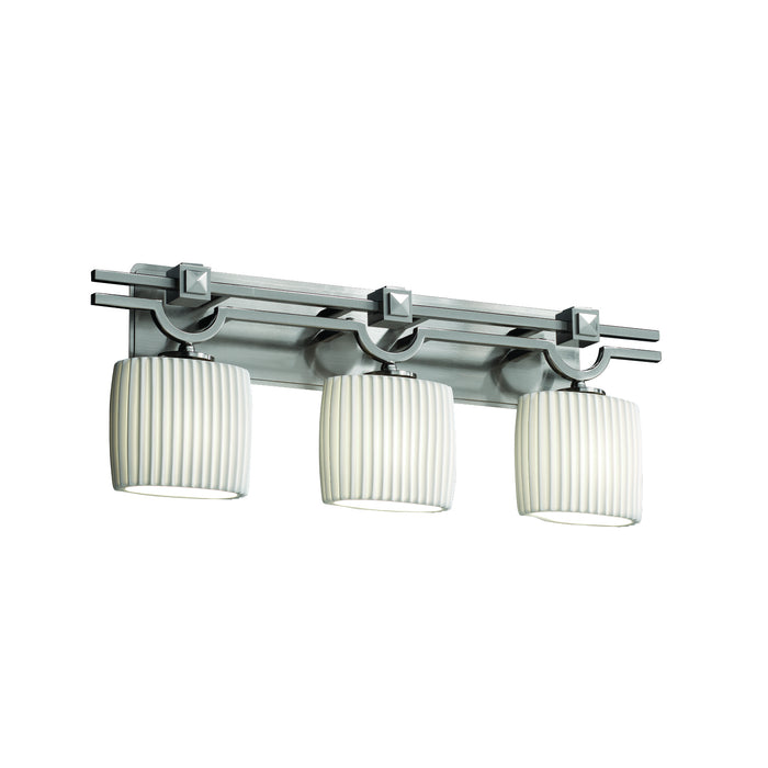 Justice Designs POR-8503-30-PLET-NCKL Three Light Bath Bar, Brushed Nickel