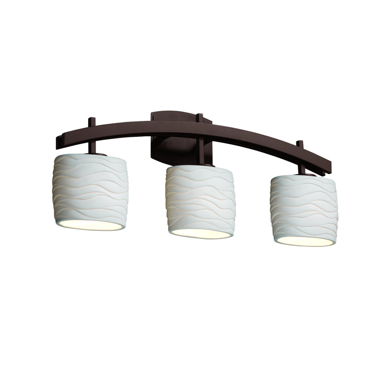 Justice Designs POR-8593-30-WAVE-DBRZ Three Light Bath Bar, Dark Bronze
