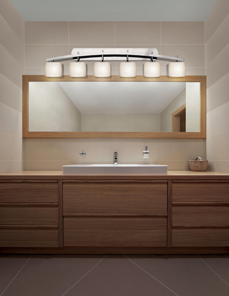 Justice Designs POR-8596-30-PLET-CROM Six Light Bath Bar, Polished Chrome