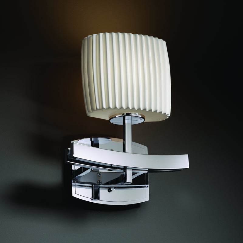 Justice Designs POR-8597-30-PLET-CROM One Light Wall Sconce, Polished Chrome