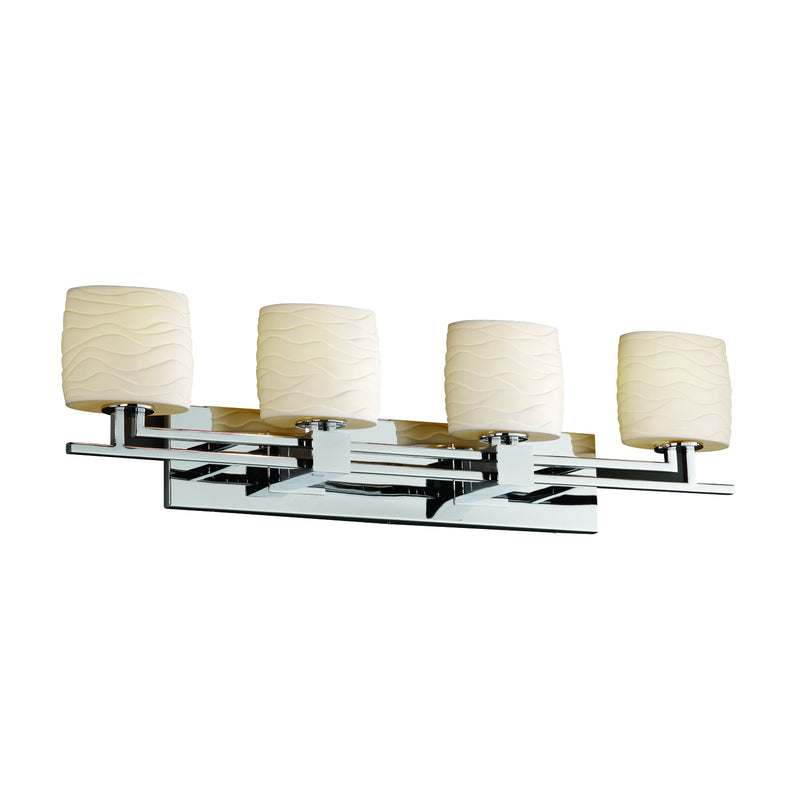 Justice Designs POR-8704-30-WAVE-CROM Four Light Bath Bar, Polished Chrome