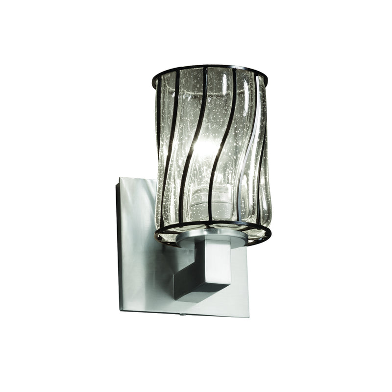 Justice Designs WGL-8921-10-SWCB-NCKL One Light Wall Sconce, Brushed Nickel