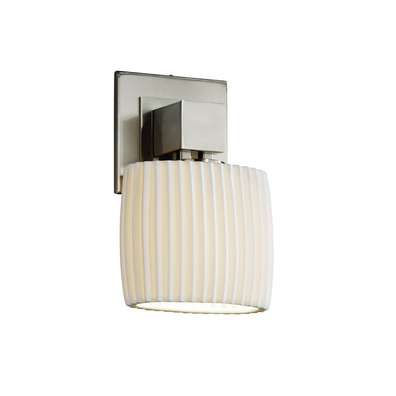 Justice Designs POR-8707-30-PLET-NCKL One Light Wall Sconce, Brushed Nickel