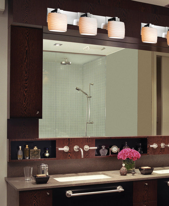 Justice Designs POR-8923-30-WAVE-NCKL Three Light Bath Bar, Brushed Nickel