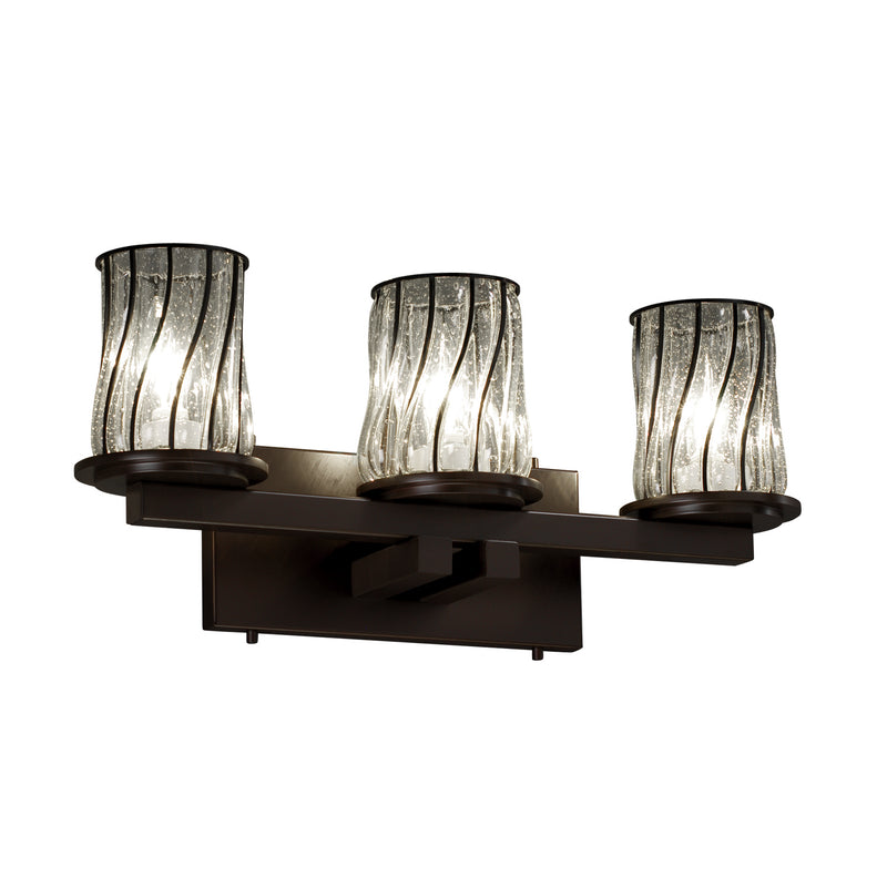 Justice Designs WGL-8773-10-SWCB-DBRZ Three Light Bath Bar, Dark Bronze