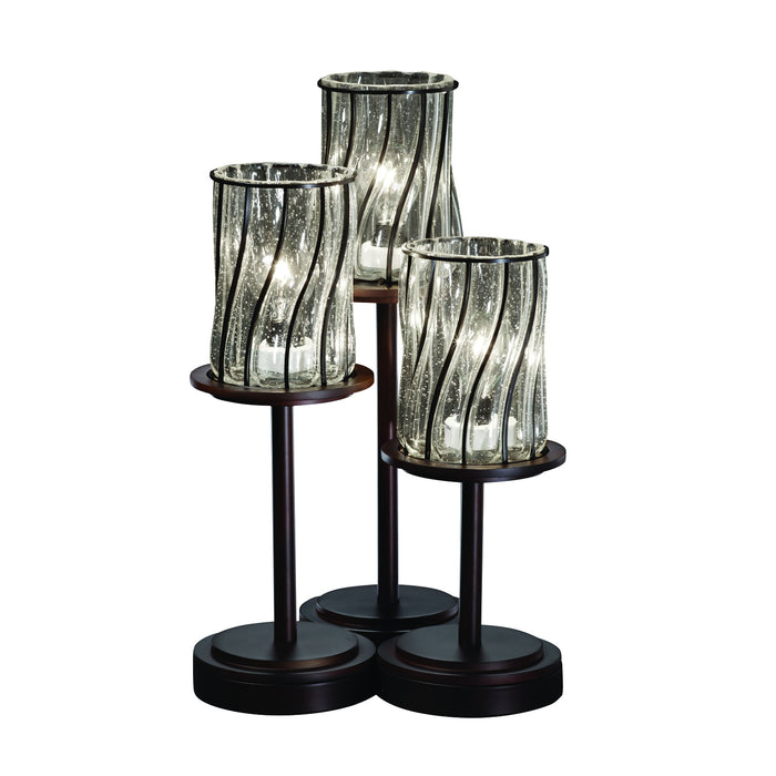 Justice Designs WGL-8797-10-SWCB-DBRZ Three Light Table Lamp, Dark Bronze