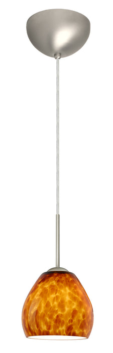 Besa 1BC-412218-LED-SN One Light Pendant, Satin Nickel