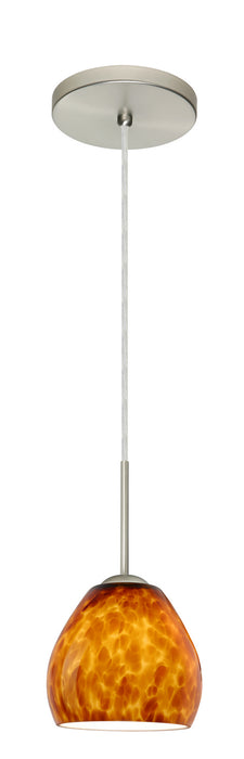Besa 1BT-412218-LED-SN One Light Pendant, Satin Nickel