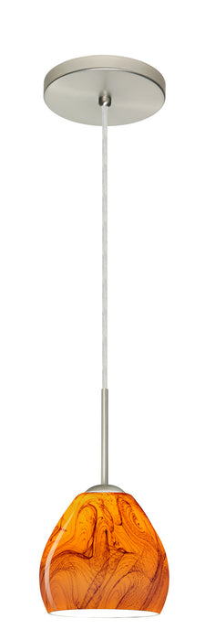 Besa 1BT-4122HB-LED-SN One Light Pendant, Satin Nickel