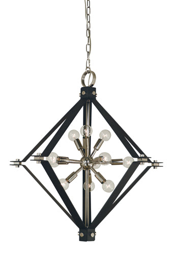 Framburg 4818 PN/MBLACK 11 Light Chandelier, Polished Nickelwith Matte Black