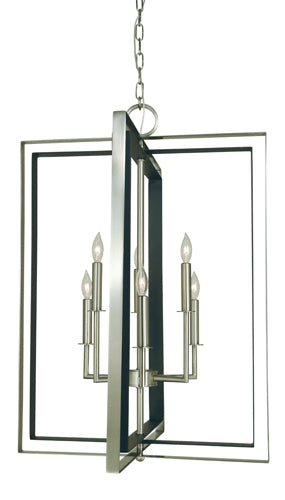Framburg 4865 BN/MBLACK Six Light Chandelier, Brushed Nickel w/Matte Black