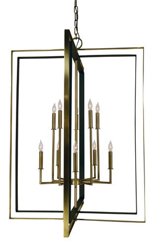 Framburg 4868 AB/MBLACK Ten Light Foyer Chandelier, Antique Brass w/Matte Black