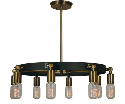Framburg 4889 AB/MBLACK Eight Light Chandelier, Antique Brass w/Matte Black