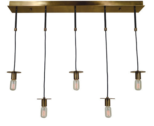 Framburg 4898 AB/MBLACK Five Light Island Chandelier, Antique Brass with Matte Black
