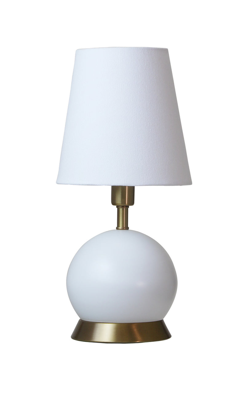House of Troy GEO106 One Light Table Lamp, White with Weathered Brass accents