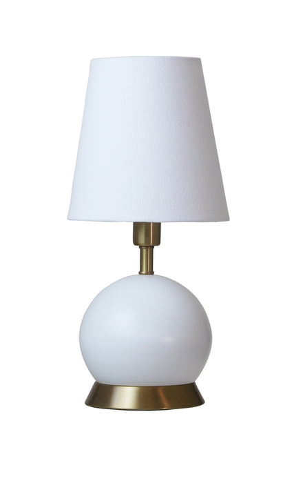 House of Troy GEO106 One Light Table Lamp, White with Weathered Brass accents