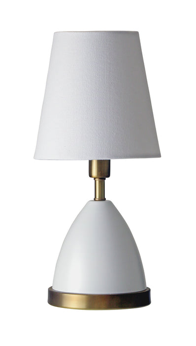 House of Troy GEO206 One Light Table Lamp, White with Weathered Brass accents