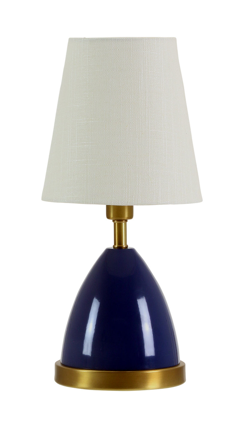 House of Troy GEO209 One Light Table Lamp, Navy Blue with Weathered Brass accents