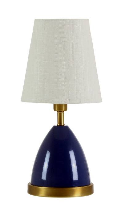 House of Troy GEO209 One Light Table Lamp, Navy Blue with Weathered Brass accents