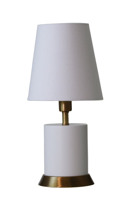 House of Troy GEO306 One Light Table Lamp, White with Weathered Brass accents
