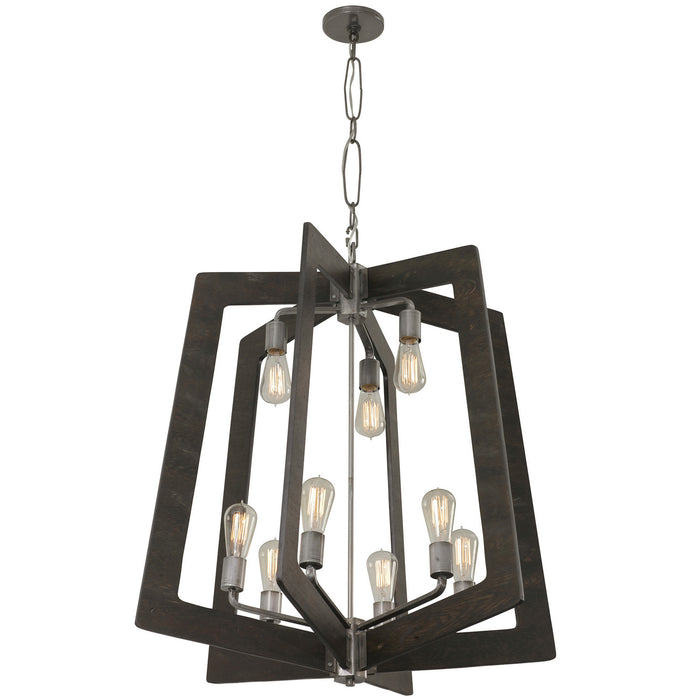 Varaluz 268C09SL Nine Light Chandelier, Steel