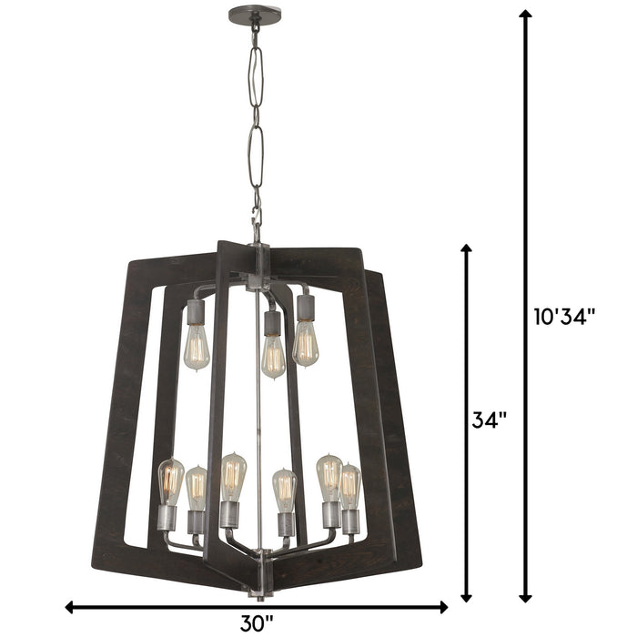 Varaluz 268C09SL Nine Light Chandelier, Steel