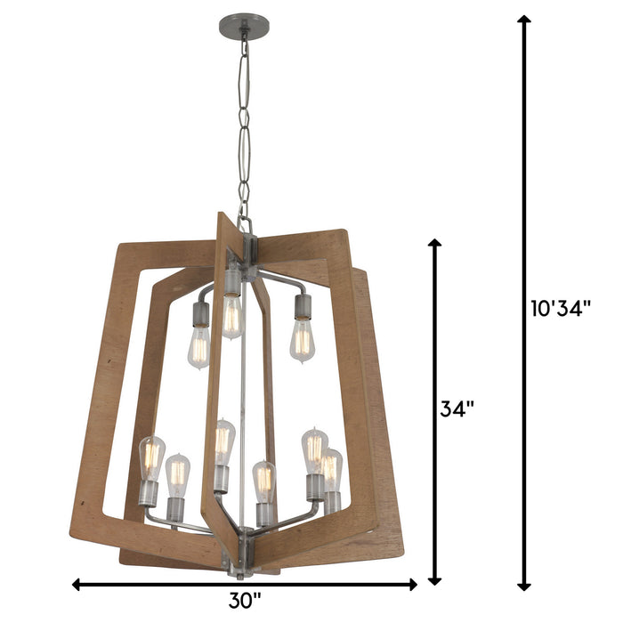 Varaluz 268C09SLW Nine Light Chandelier, Steel
