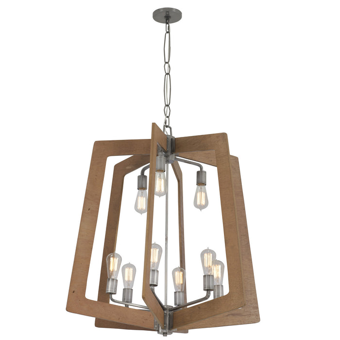 Varaluz 268C09SLW Nine Light Chandelier, Steel