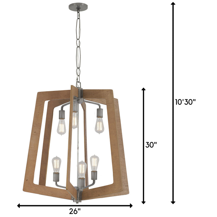 Varaluz 268F06SLW Six Light Chandelier, Steel