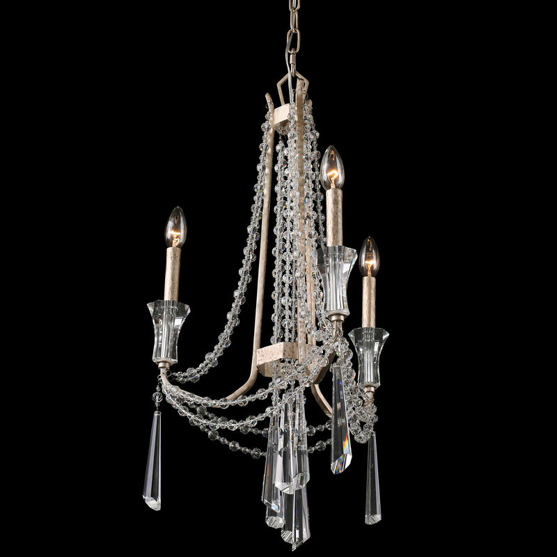 Varaluz 270C03TR Three Light Chandelier, Transcend Silver