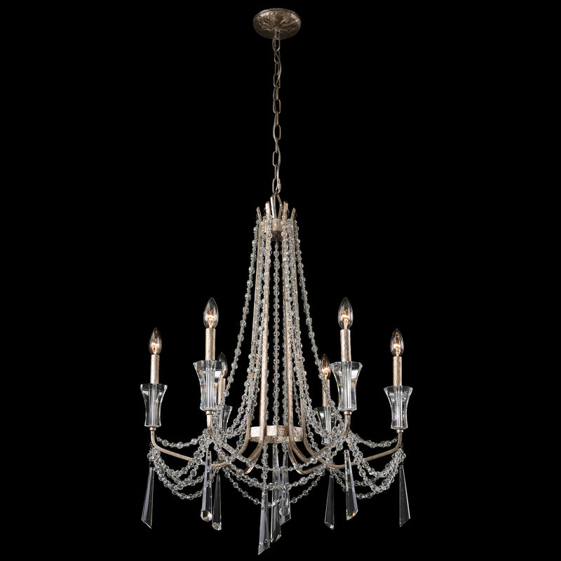 Varaluz 270C06TR Six Light Chandelier, Transcend Silver