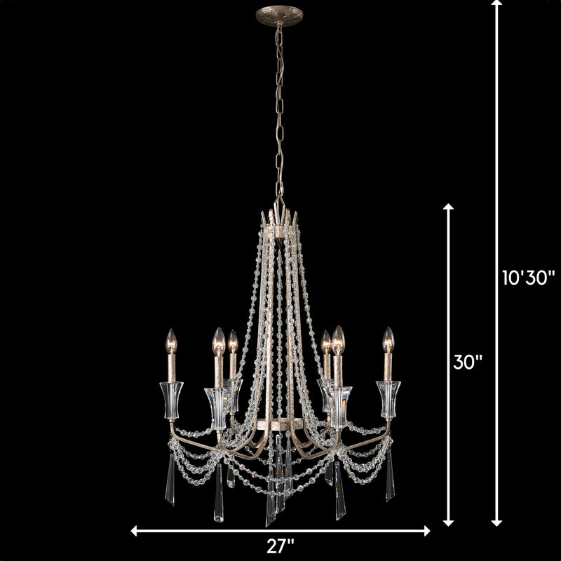 Varaluz 270C06TR Six Light Chandelier, Transcend Silver