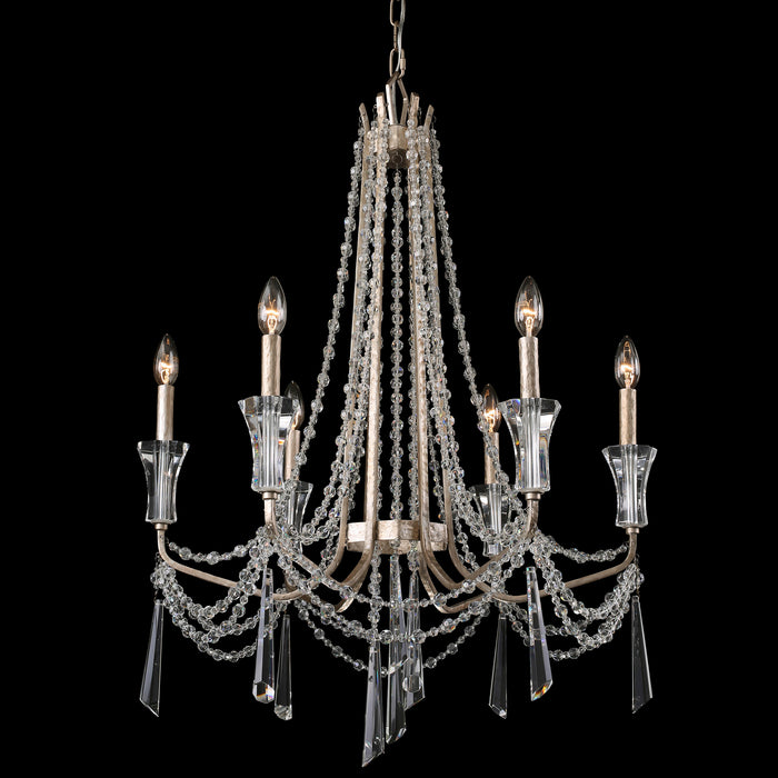 Varaluz 270C06TR Six Light Chandelier, Transcend Silver