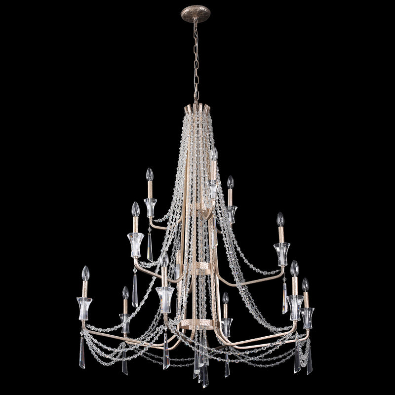 Varaluz 270C12TR 12 Light Chandelier, Transcend Silver