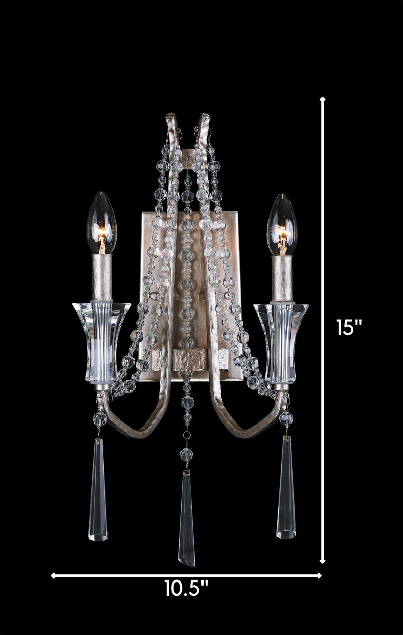 Varaluz 270W02TR Two Light Wall Sconce, Transcend Silver