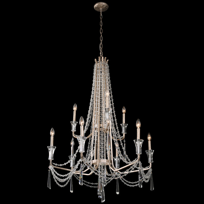 Varaluz 270C09TR Nine Light Chandelier, Transcend Silver