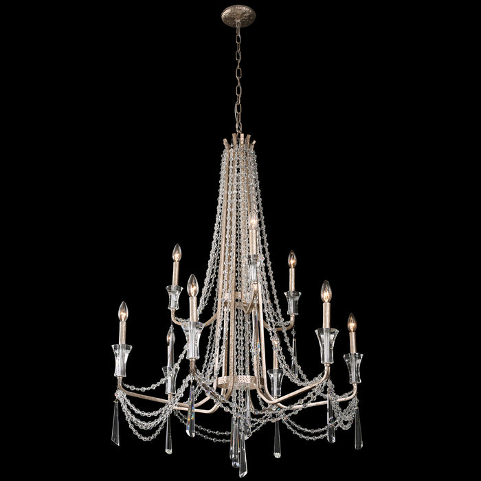 Varaluz 270C09TR Nine Light Chandelier, Transcend Silver