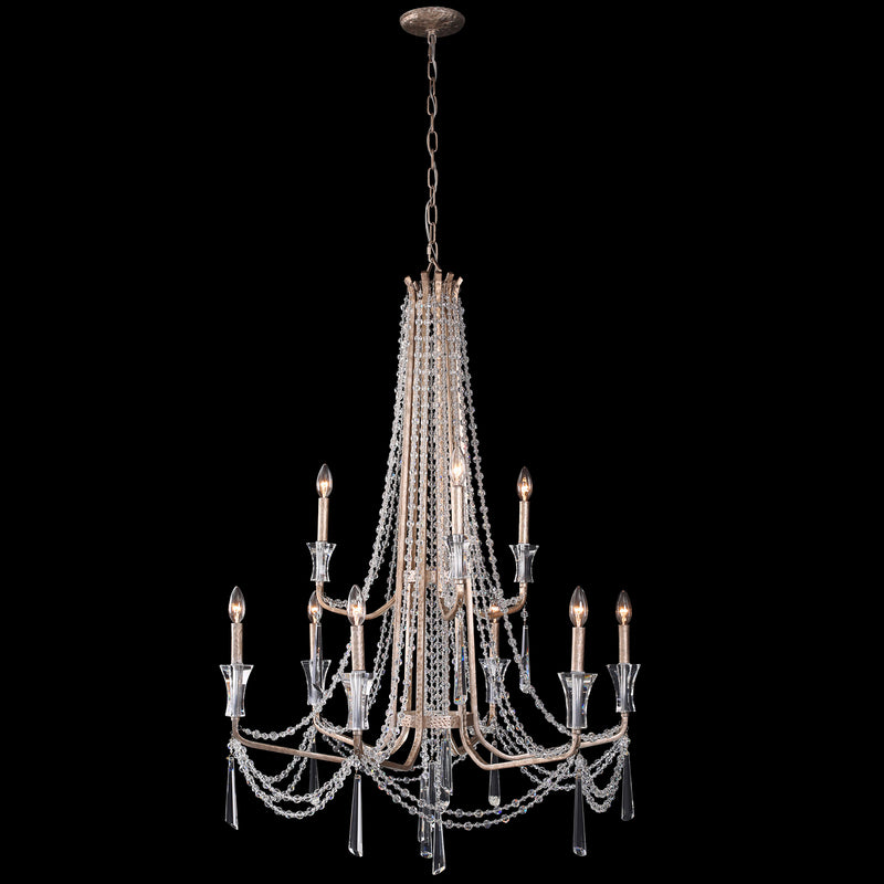 Varaluz 270C09TR Nine Light Chandelier, Transcend Silver